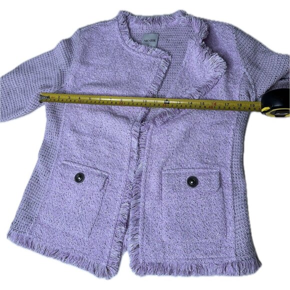 NIC+ZOE FRINGE MIX KNIT POCKET JACKET Open Front Blazer Tulip M NWT - Picture 6 of 9